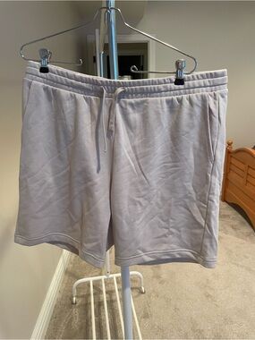 H&M Men's Drawstring Fleece Shorts - Light Gray